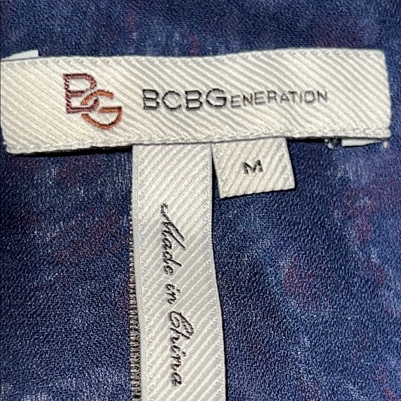 BCBGeneration Women's Ruffled Smocked Red & Blue Sleeveless V Neck Mini Dress M - Picture 8 of 10